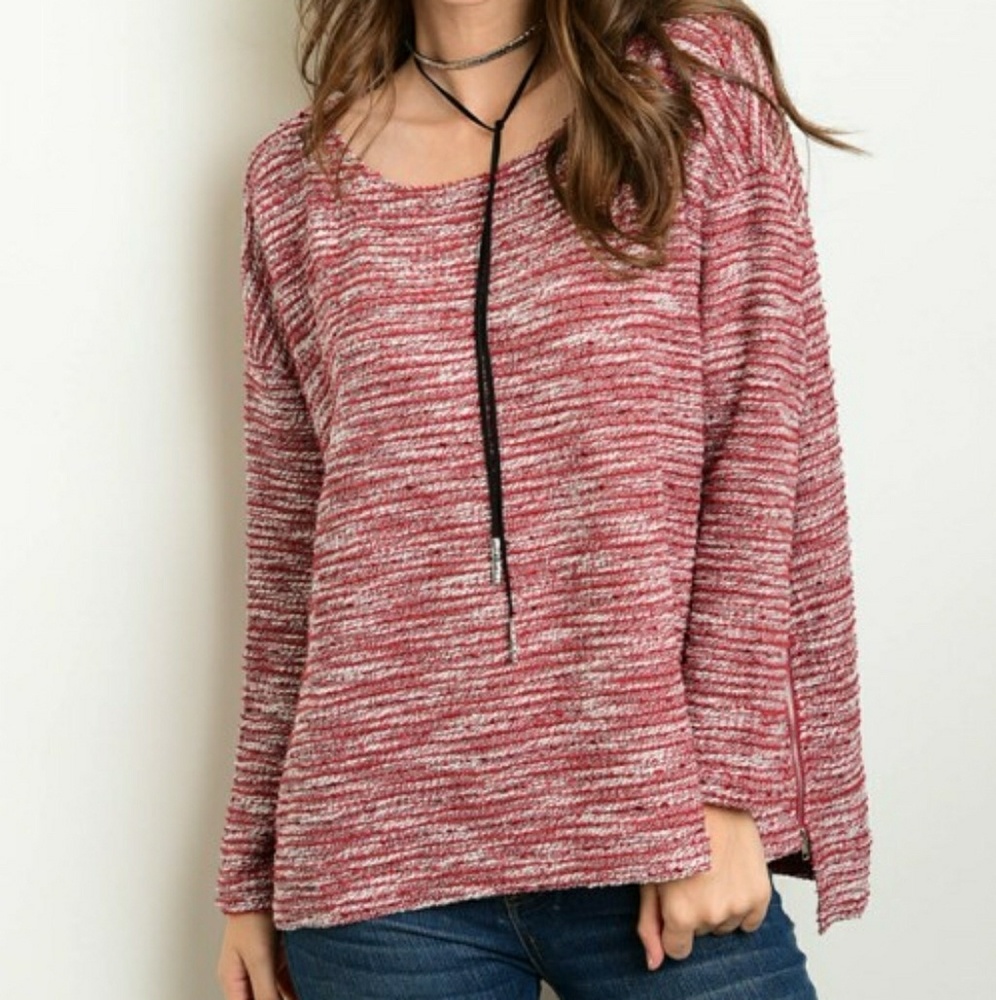 Boho Chic Extra Wide Burgundy O-Neck Sweater